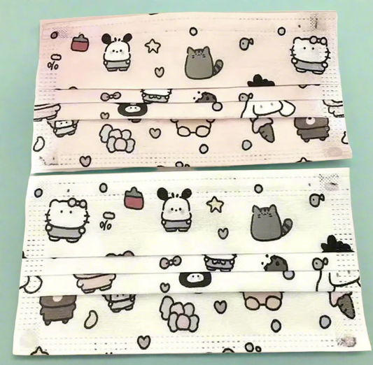 Disposable Face Mask - Set of 2 - Pink Hello Kitty Characters