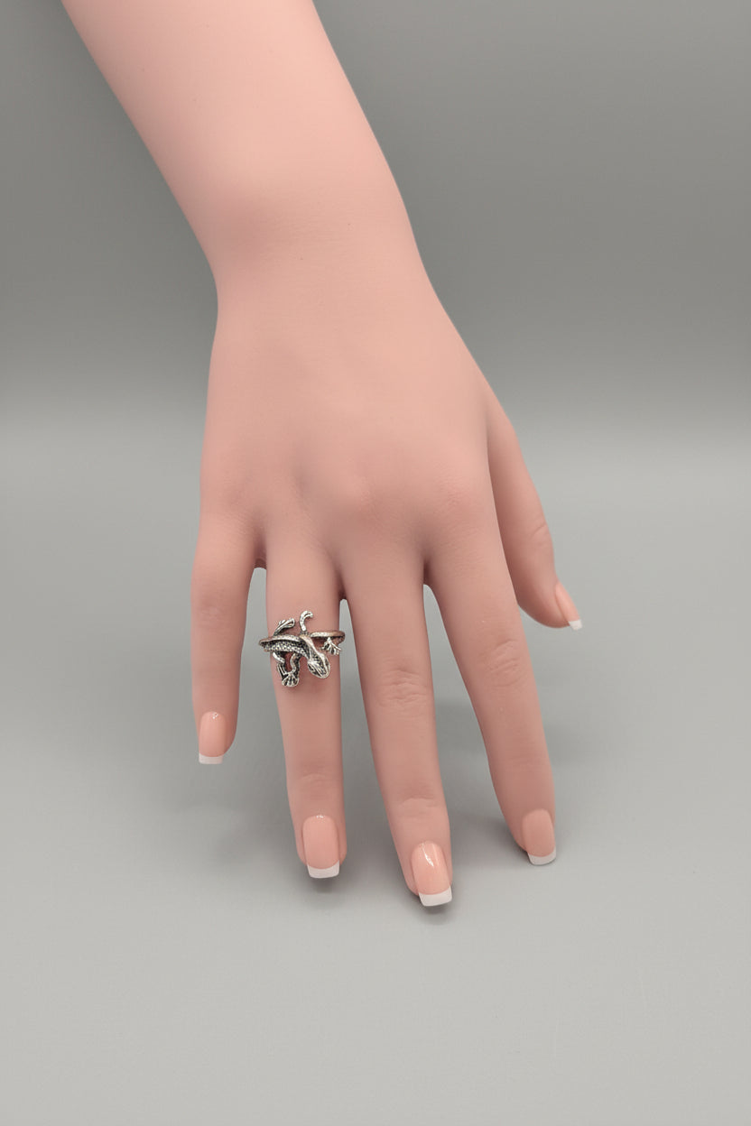 Ring - Silver Tone - Open Ended - Armenian Spirit Lizard - Size 7