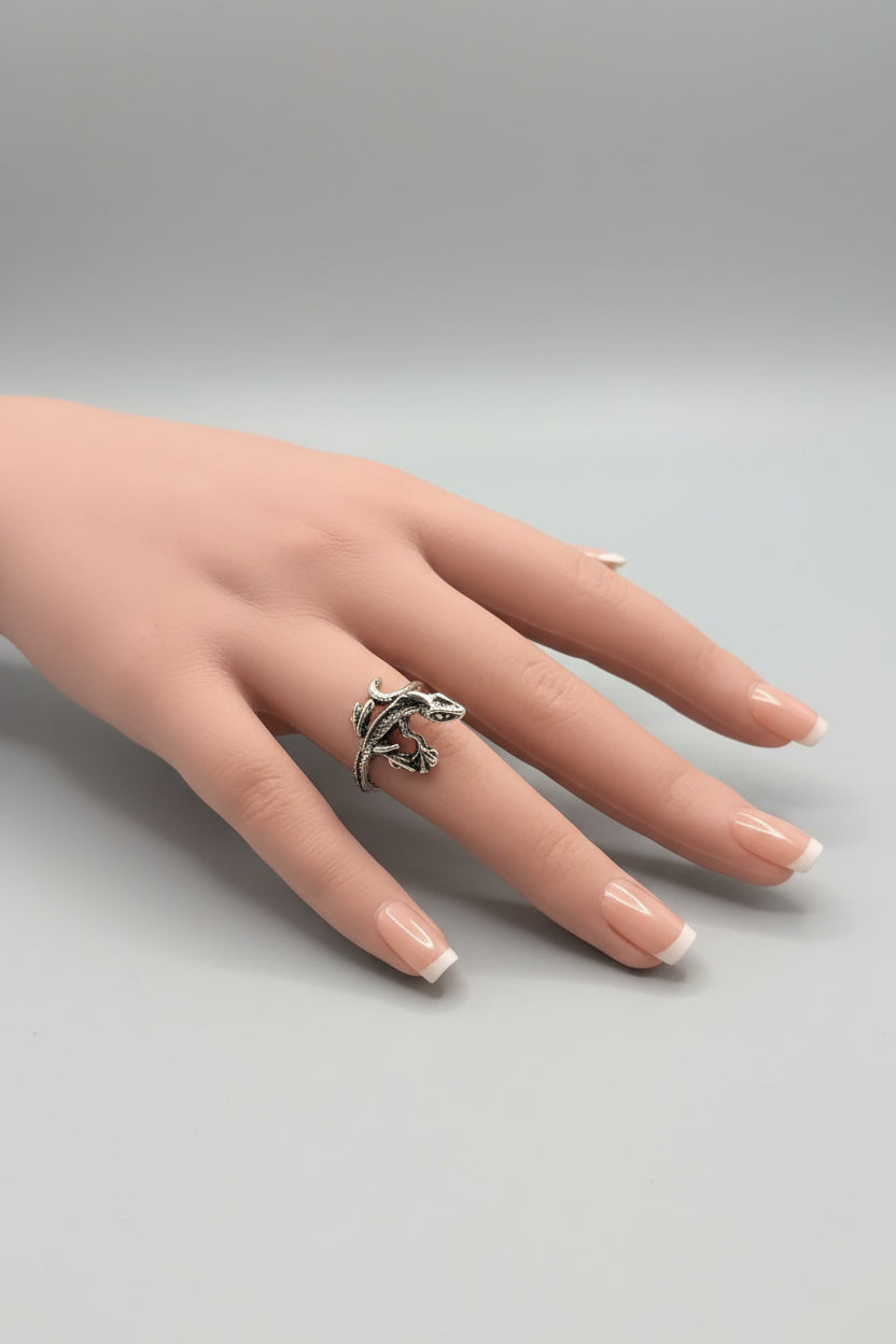 Ring - Silver Tone - Open Ended - Armenian Spirit Lizard - Size 7