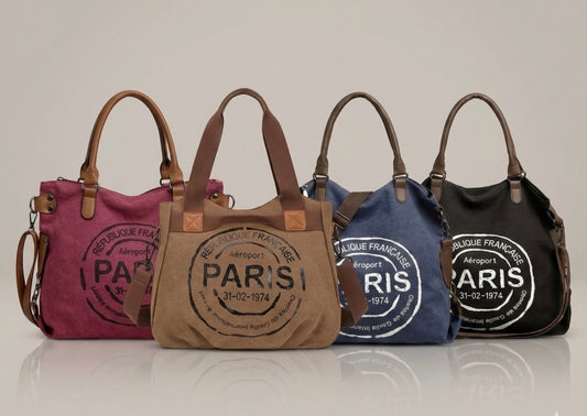 Handbag - Vintage Style - Aeroport Paris Canvas - Tote Bag