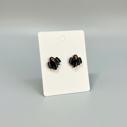 Earrings - Black - Ghost - Studded - Handmade