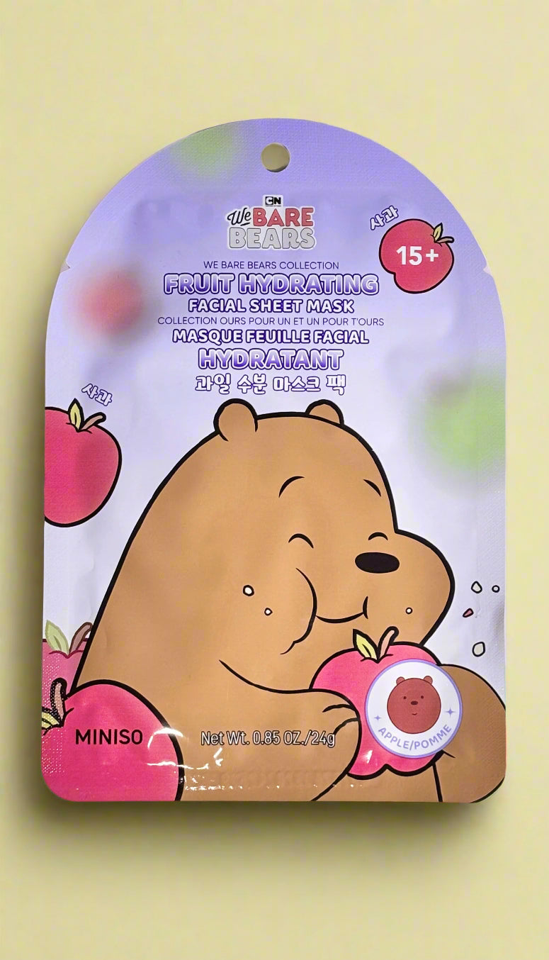 We Bare Bears - Fruit Hydrating Facial Mask - Cherry - Apple