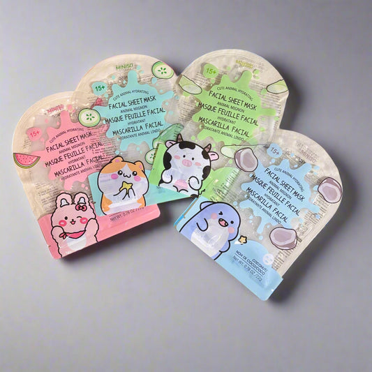 Facial Mask - Cute Animal Hydrating - Coconut / Cucumber / Aloe Vera / Watermelon