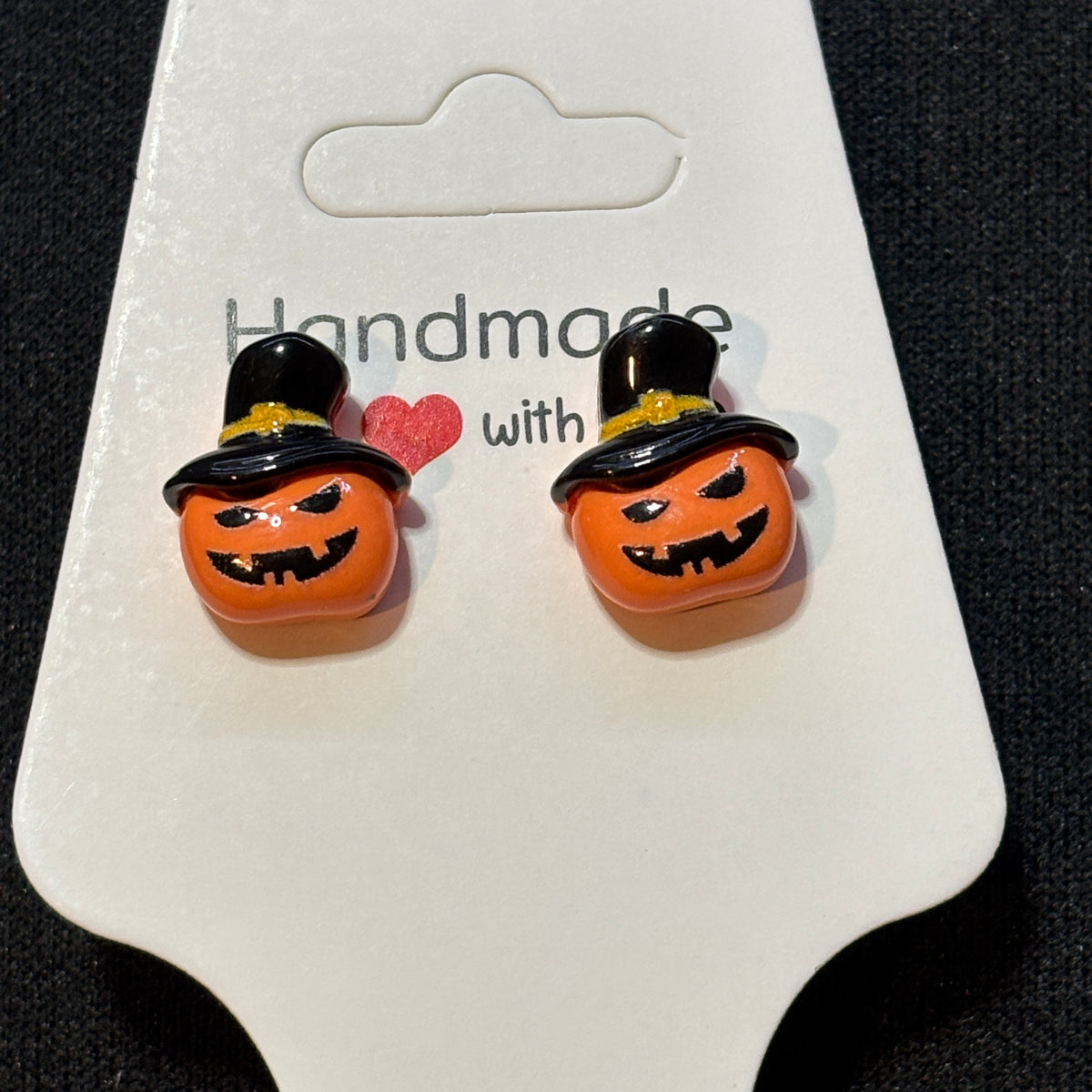 Earrings - Jack O' Lantern - Studded - Handmade - Black or Orange