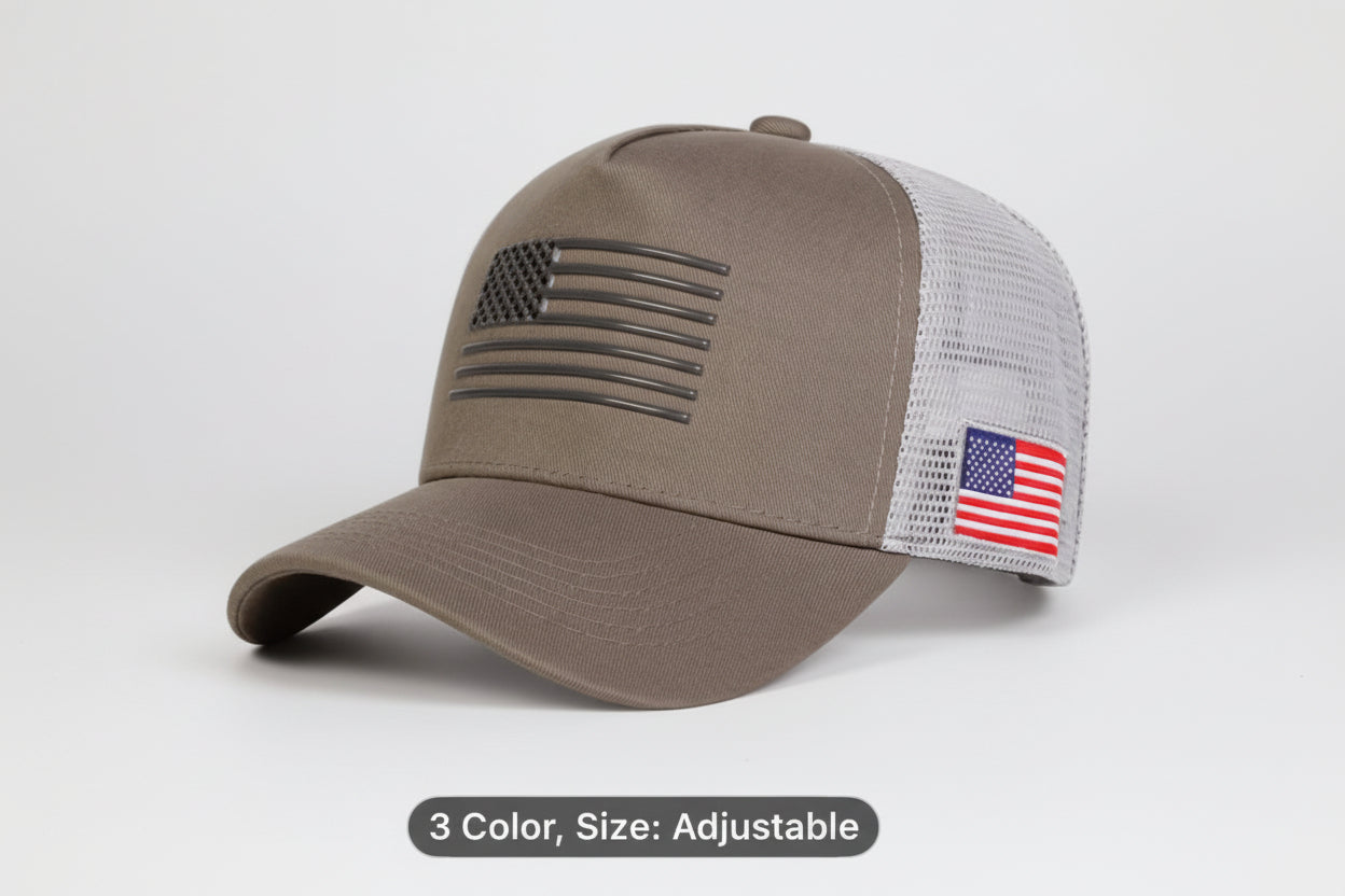 Baseball Cap - American Flag Mesh - Adjustable