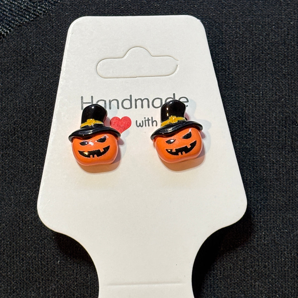 Earrings - Jack O' Lantern - Studded - Handmade - Black or Orange
