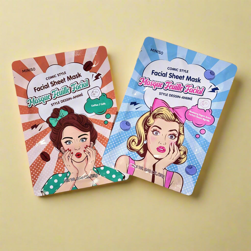 Facial Mask - Comic Style - Blueberry Yogurt / Coffee Scent