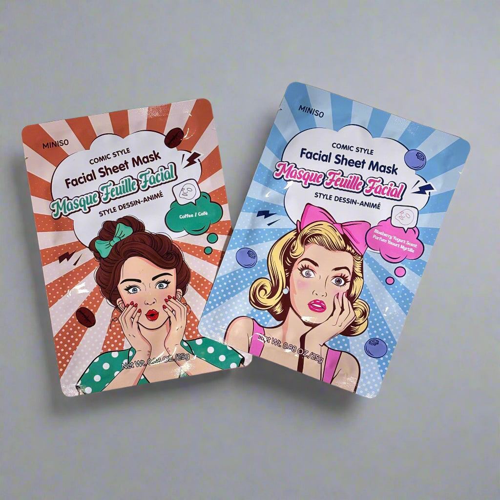 Facial Mask - Comic Style - Blueberry Yogurt / Coffee Scent