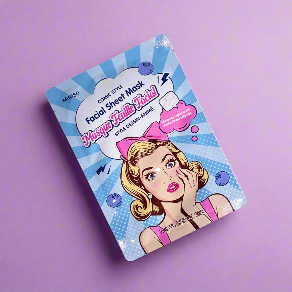Facial Mask - Comic Style - Blueberry Yogurt / Coffee Scent