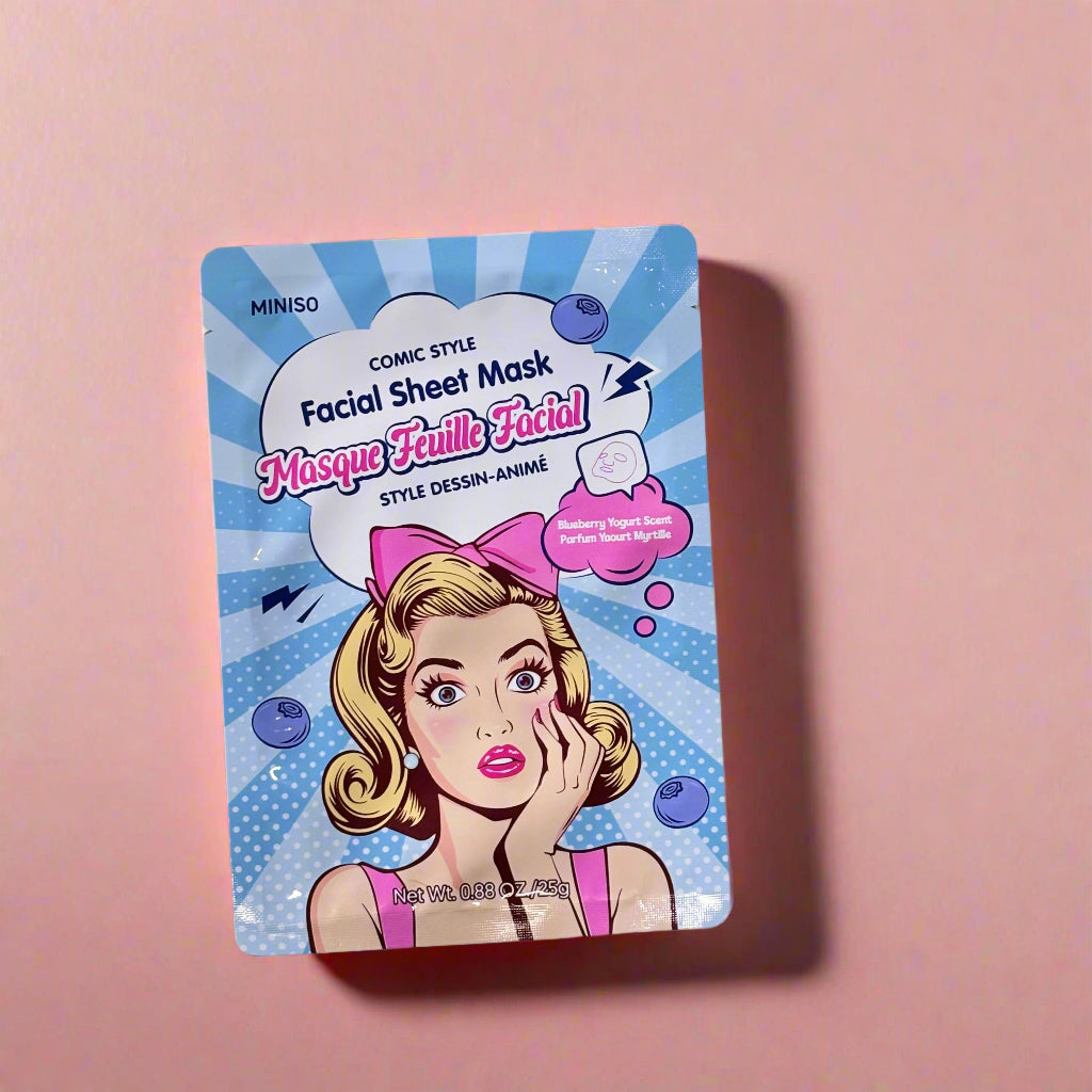 Facial Mask - Comic Style - Blueberry Yogurt / Coffee Scent