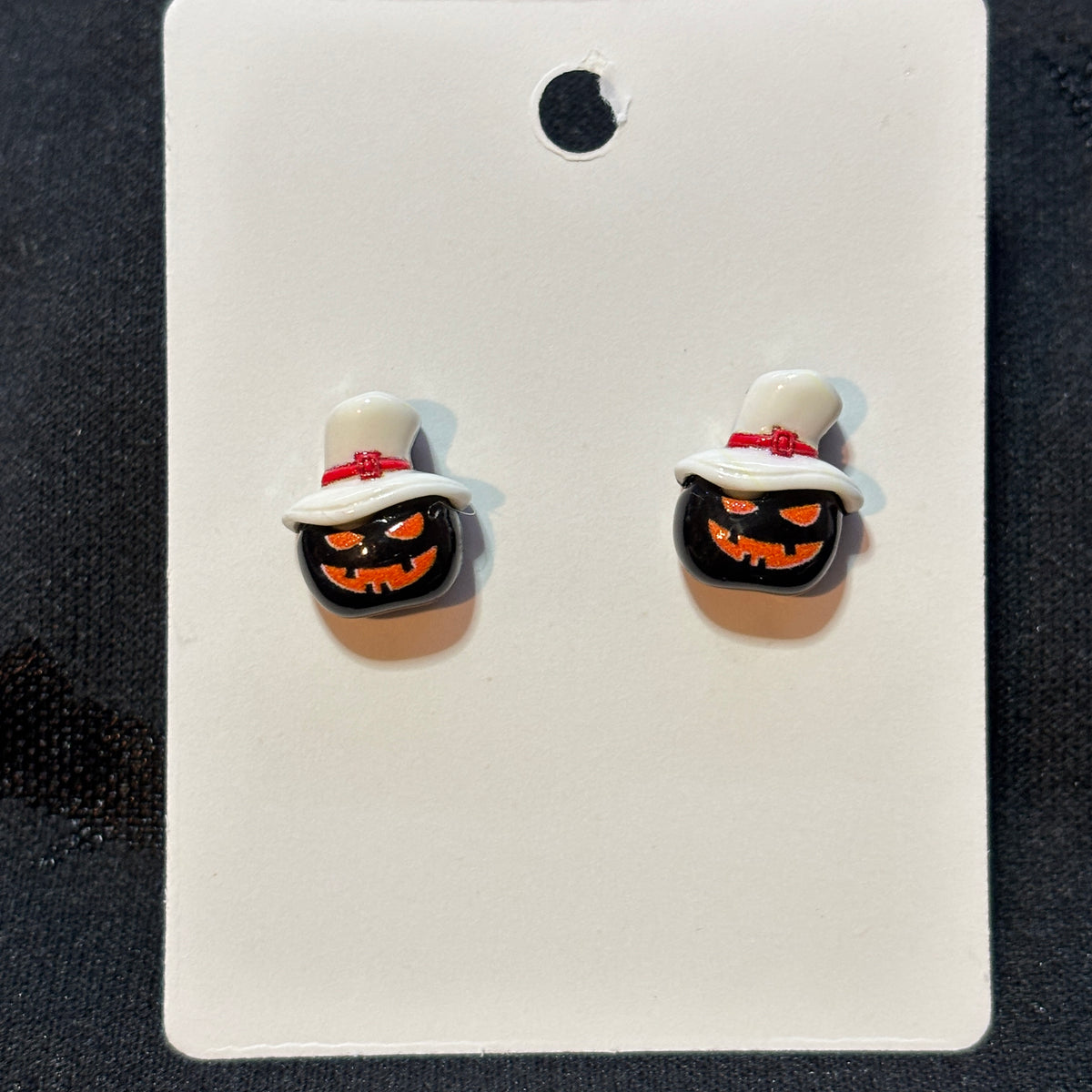 Earrings - Jack O' Lantern - Studded - Handmade - Black or Orange