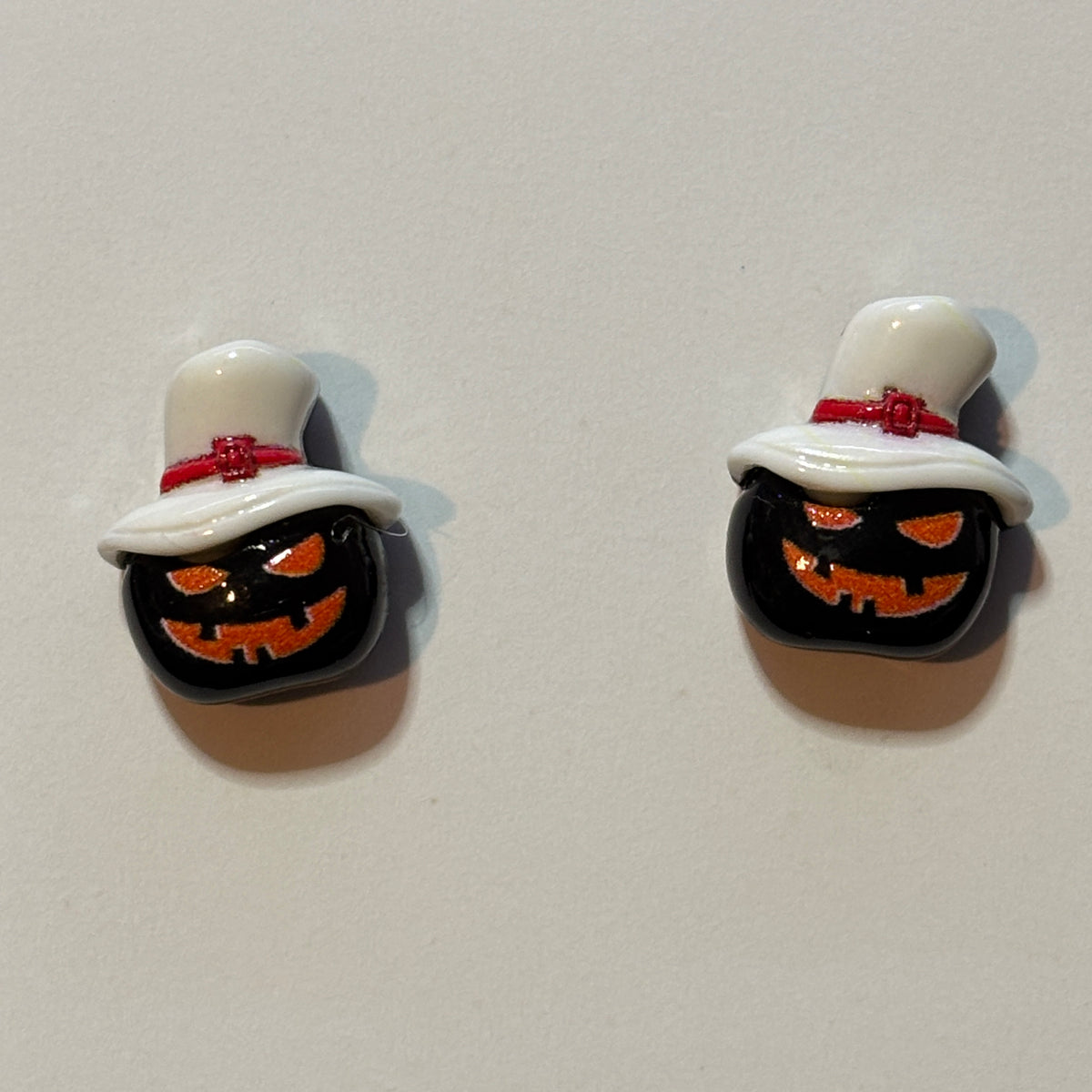 Earrings - Jack O' Lantern - Studded - Handmade - Black or Orange