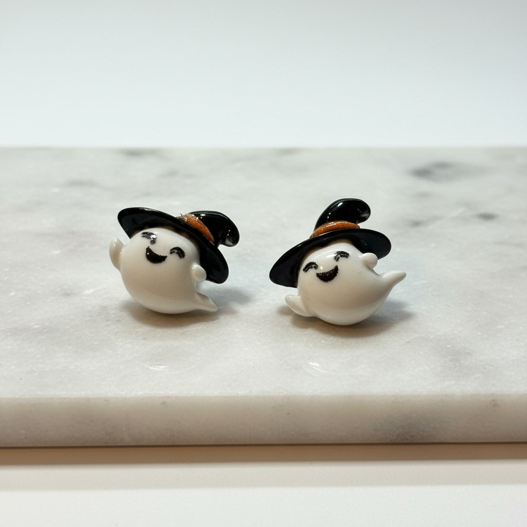 Earrings - Spooky - Cute - Ghost - Witch - Studded - Handmade