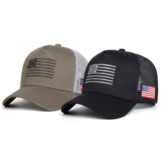 Baseball Cap - American Flag Mesh - Adjustable