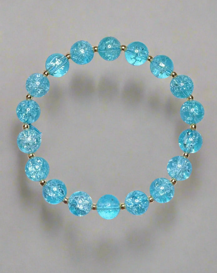 Handmade Blue Crackle Beaded Bracelet
