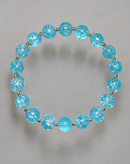 Handmade Blue Crackle Beaded Bracelet