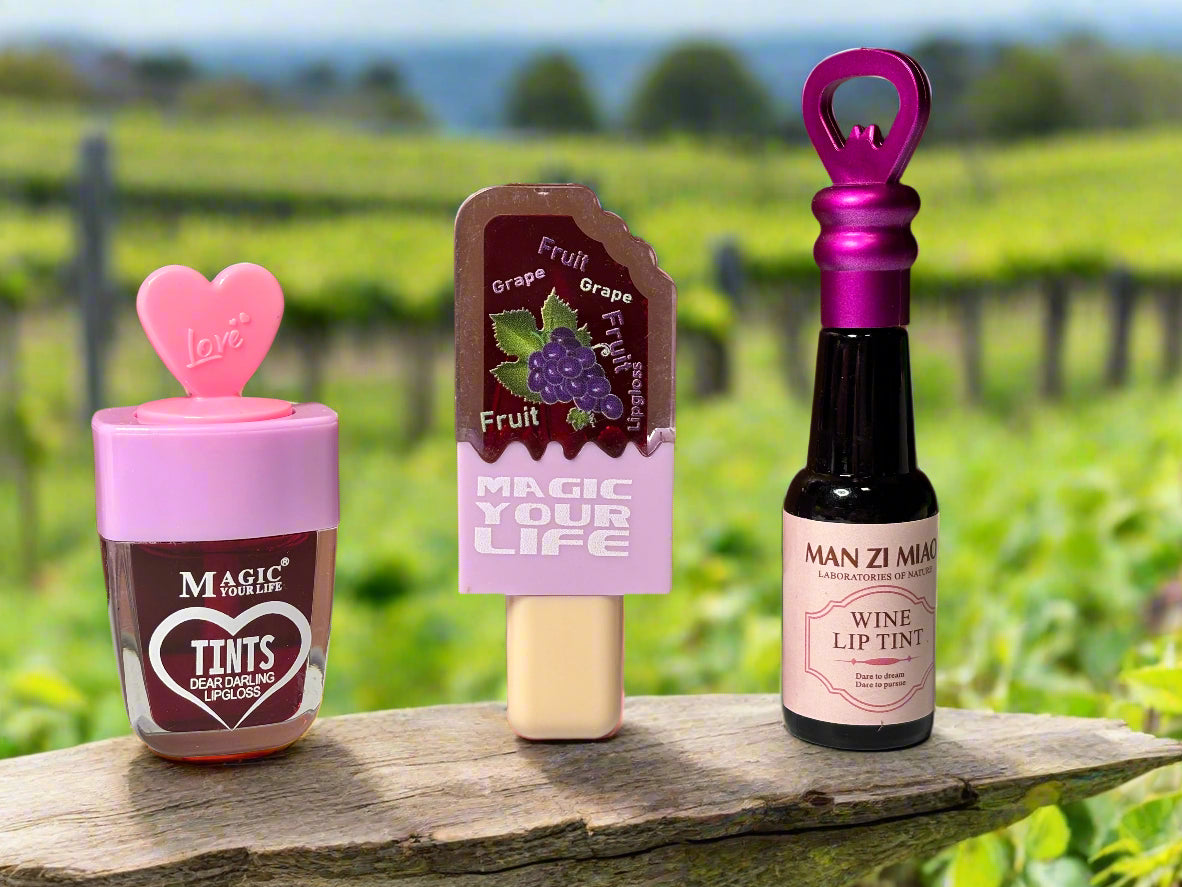 Lip Tint - Set of 3 - Mini Wine Bottle, Popsicle, and Heart Tint