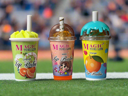 Lip Balm - Set of 3 - Refreshing Drink Cups in Orange Flavor