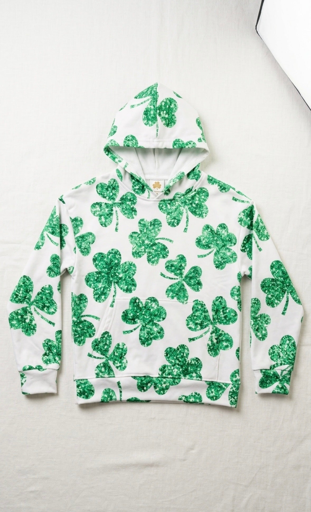 Hoodie Children's - Shamrock Clover with Kangaroo Front Pocket - Children's US Size 7/8