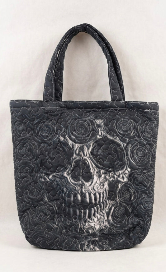 Quilted Skull Tote Bag