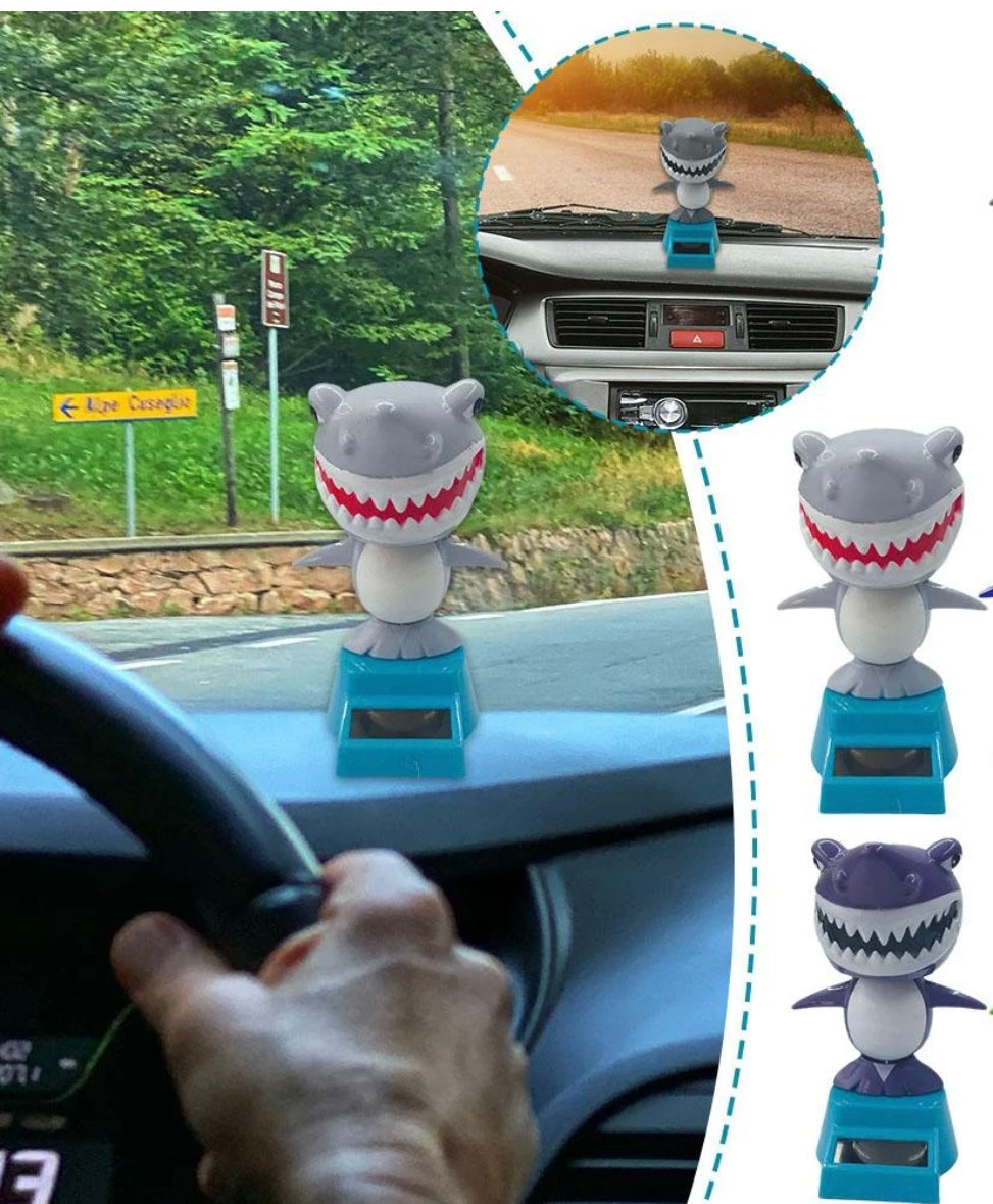 Solar Powered -  Dancing Shark Bobblehead - Light Gray