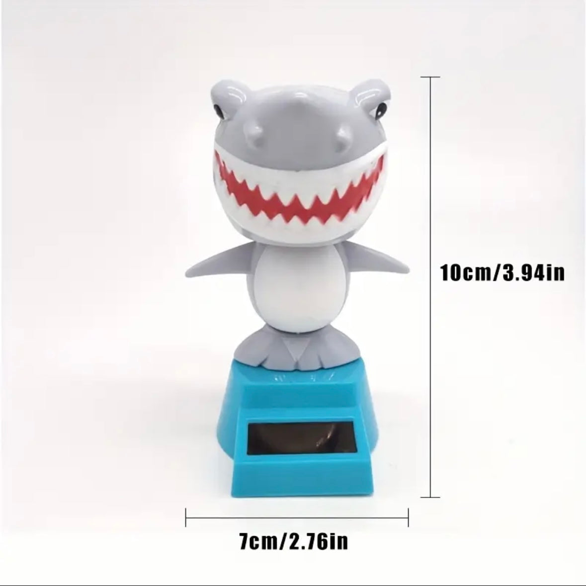 Solar Powered -  Dancing Shark Bobblehead - Light Gray
