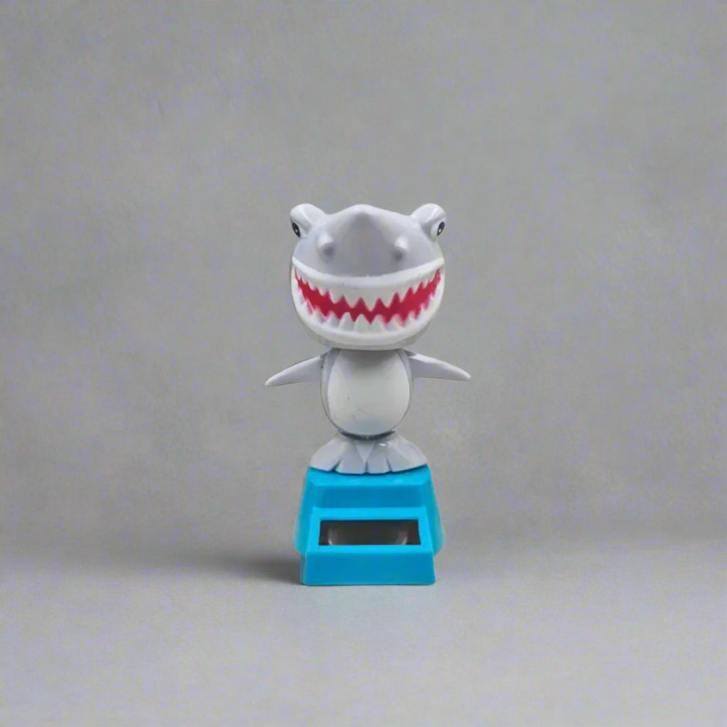 Solar Powered -  Dancing Shark Bobblehead - Light Gray