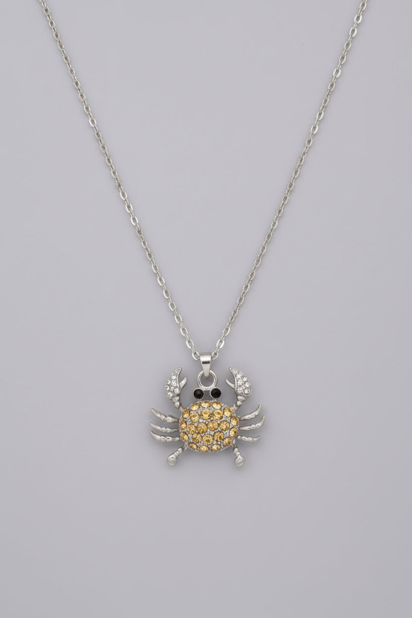 Necklace - Rhinestone Crab Pendant