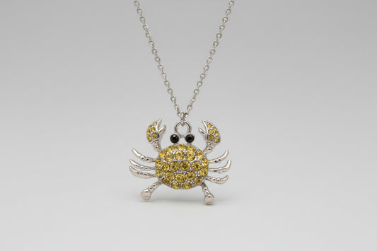 Necklace - Rhinestone Crab Pendant