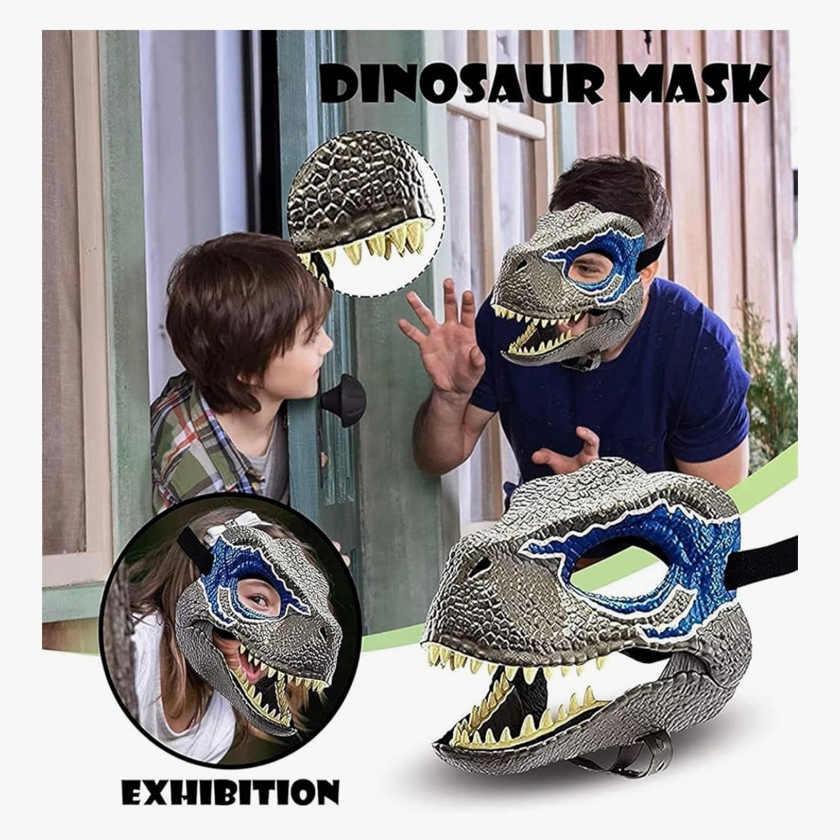 Mattel Jurassic world Dominion Velociraptor Blue Mask with Moveable Jaw