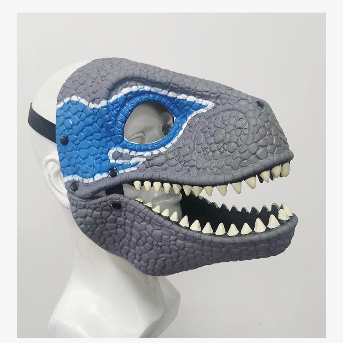 Mattel Jurassic world Dominion Velociraptor Blue Mask with Moveable Jaw