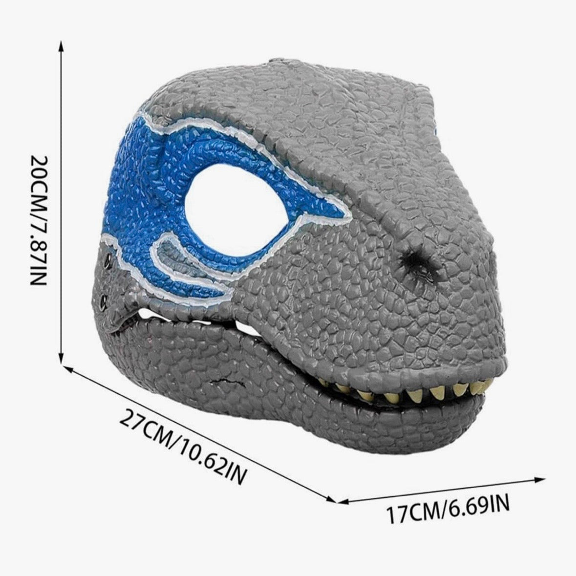 Mattel Jurassic world Dominion Velociraptor Blue Mask with Moveable Jaw