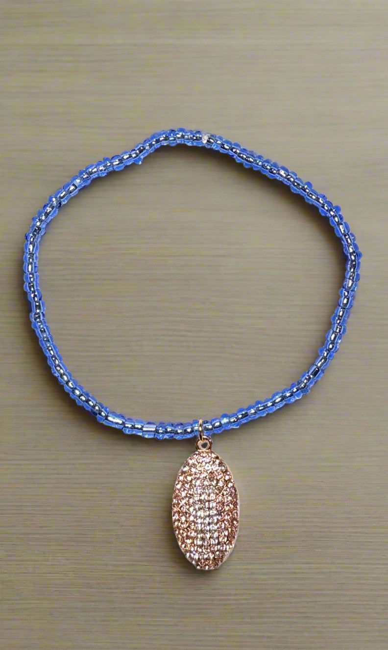 Handmade - Game Day Glam Blue Beaded Bracelet