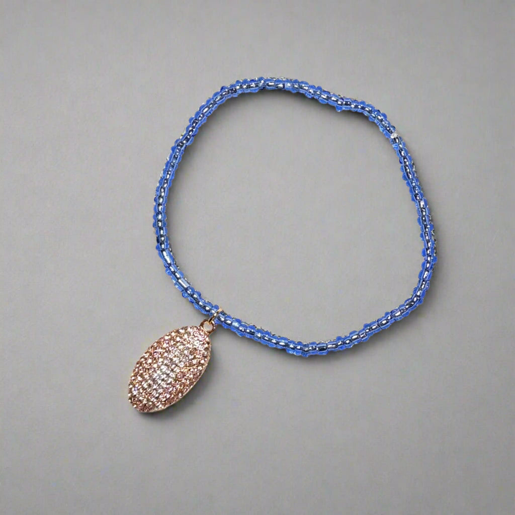 Handmade - Game Day Glam Blue Beaded Bracelet