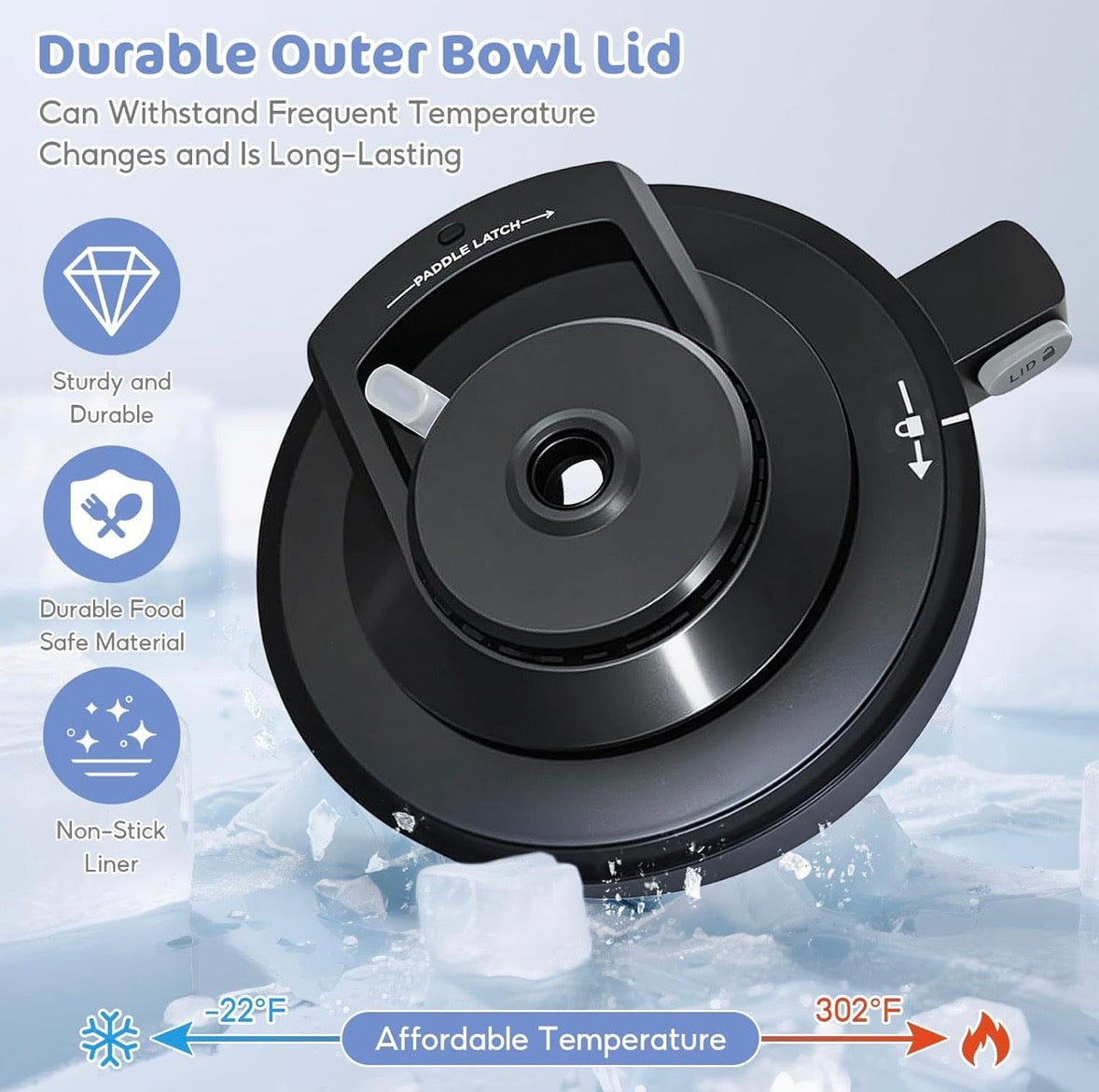 Ninja CREAMi Deluxe NC500 Series Ice Cream Maker Replacement Outer Bowl Lid