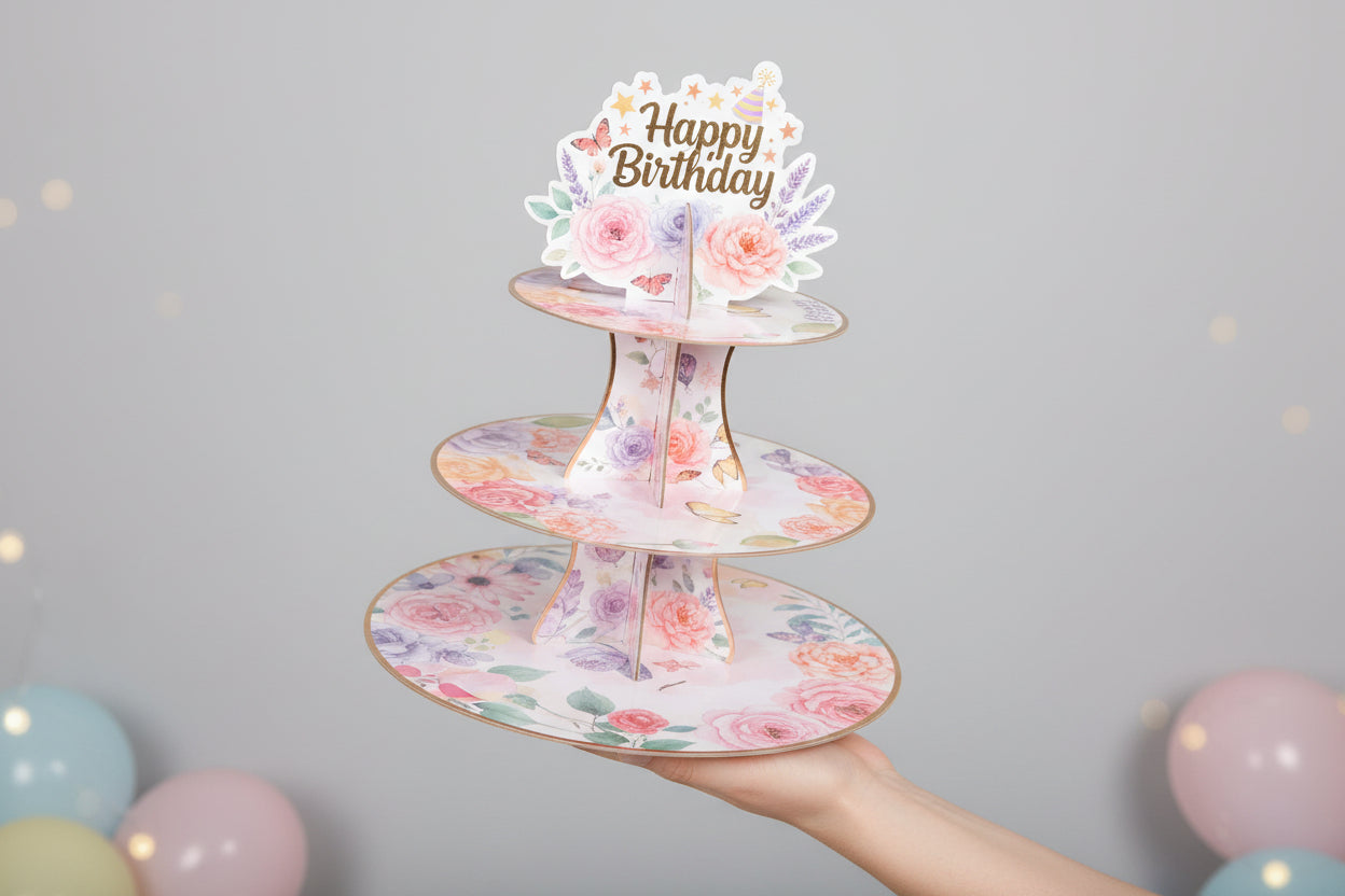 Three Tier Cupcake Stand - Happy Party