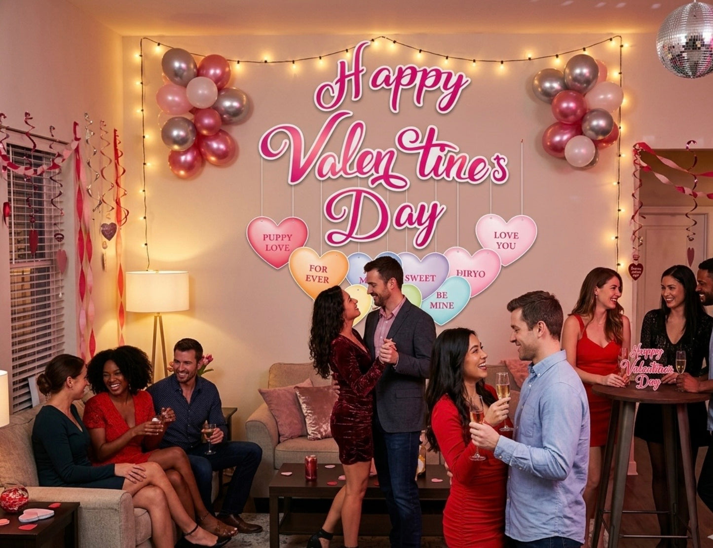 Happy Valentine's Day Signage with Hearts