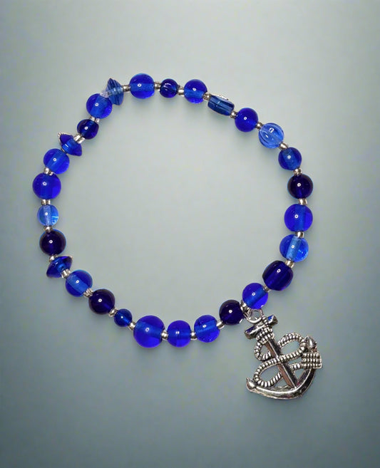 Handmade - Blue Ocean - Glass Beaded Bracelet