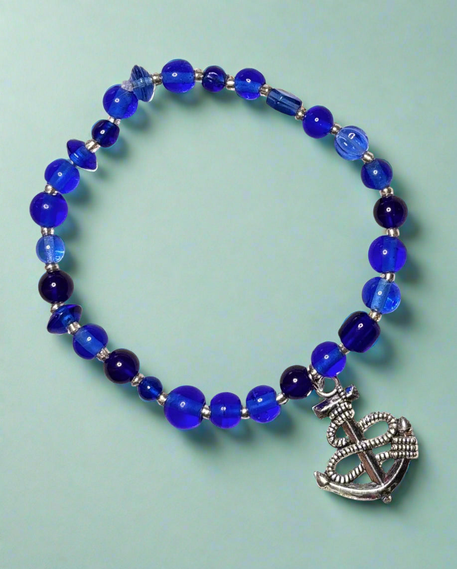 Handmade - Blue Ocean - Glass Beaded Bracelet