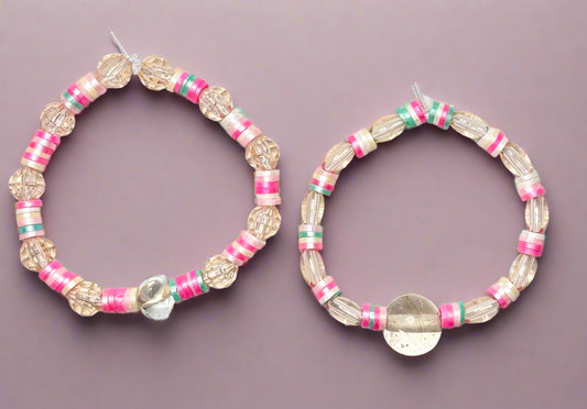 Handmade - Sweet Sorbet - Set of 2 - Elastic Beaded Bracelet
