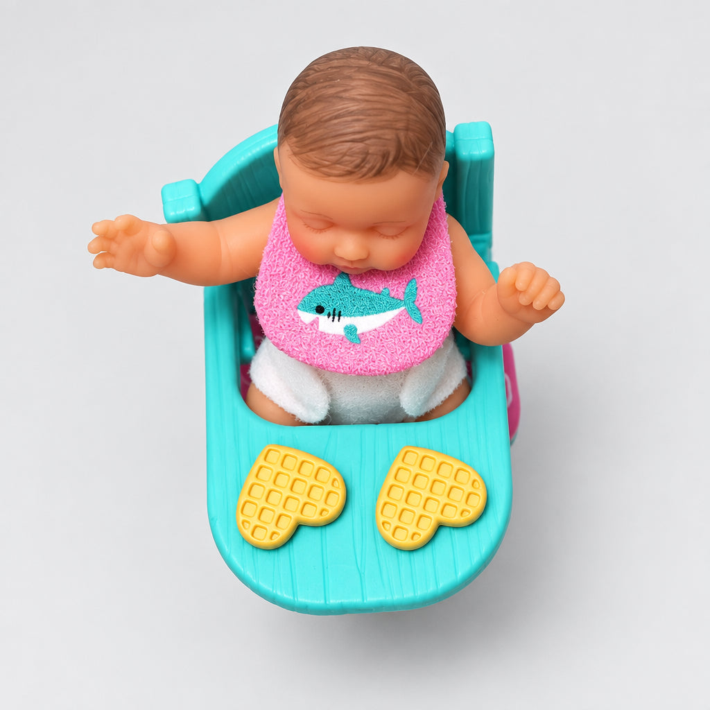 Zuru - 5 Surprise My Mini Baby Series 2 – Teal Highchair & Silicone Doll Set