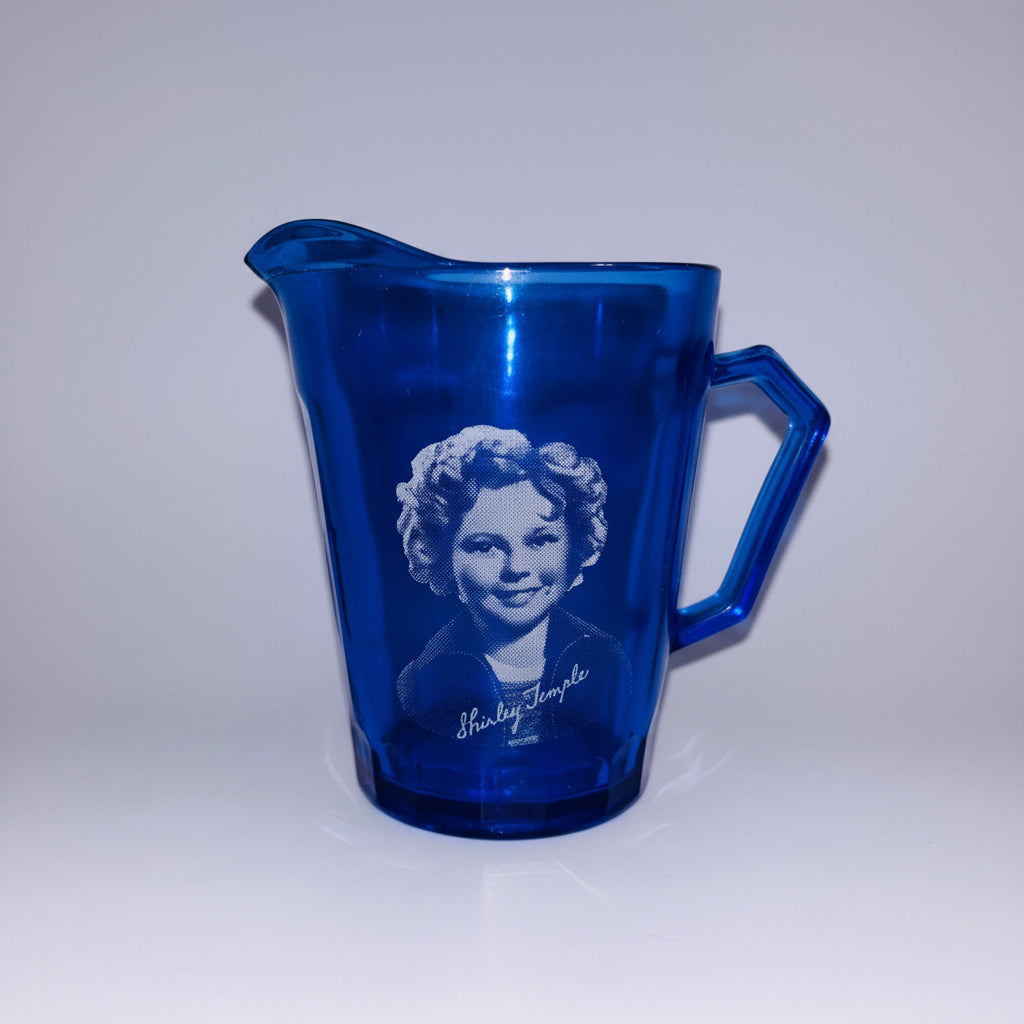 Collectible - Vintage - Hazel Atlas - Shirley Temple Cobalt Blue Glass Mini Pitcher