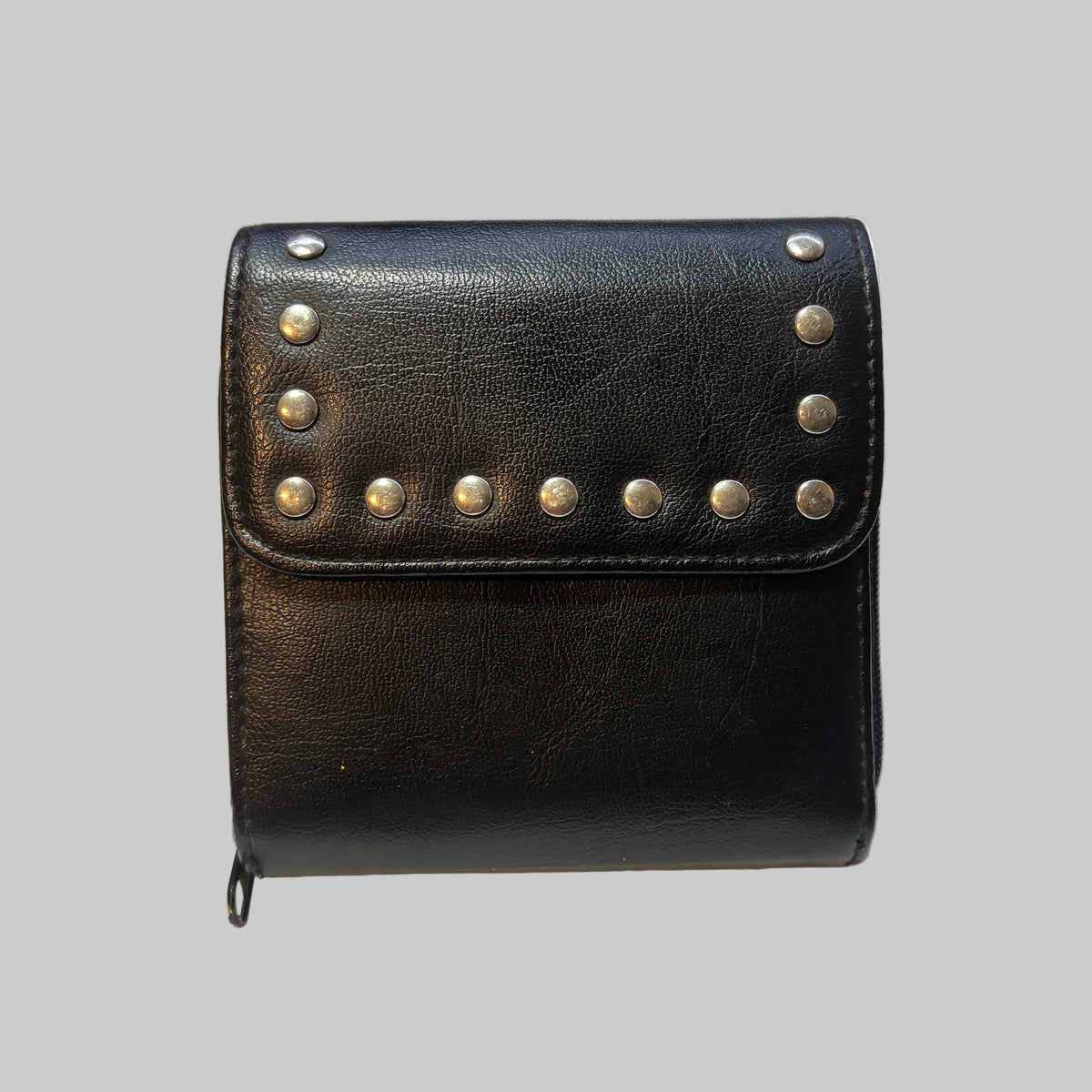 Wallet - Alternative - Punk - Goth - Black Studded - Tri-Fold - with Zip Pockets