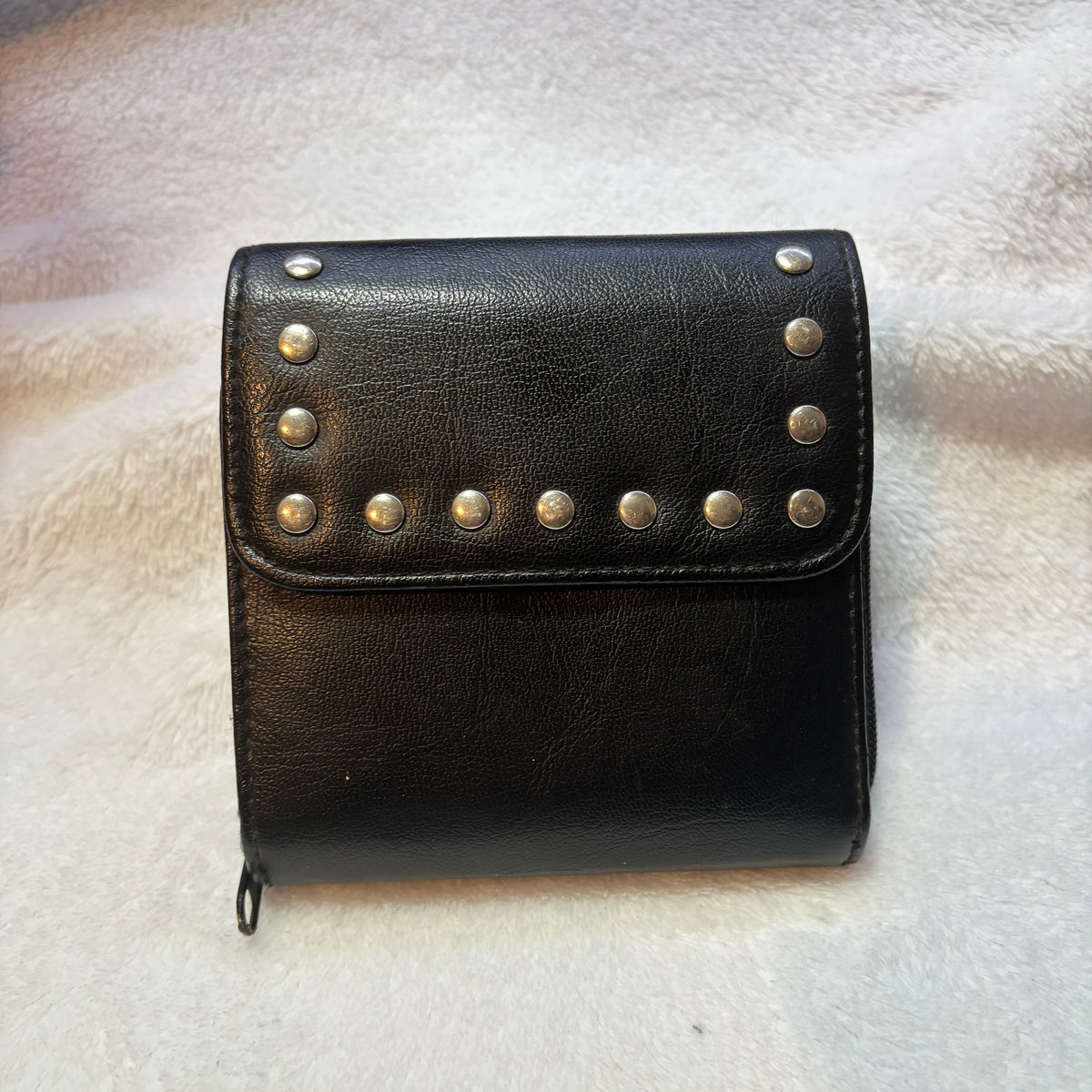 Wallet - Alternative - Punk - Goth - Black Studded - Tri-Fold - with Zip Pockets