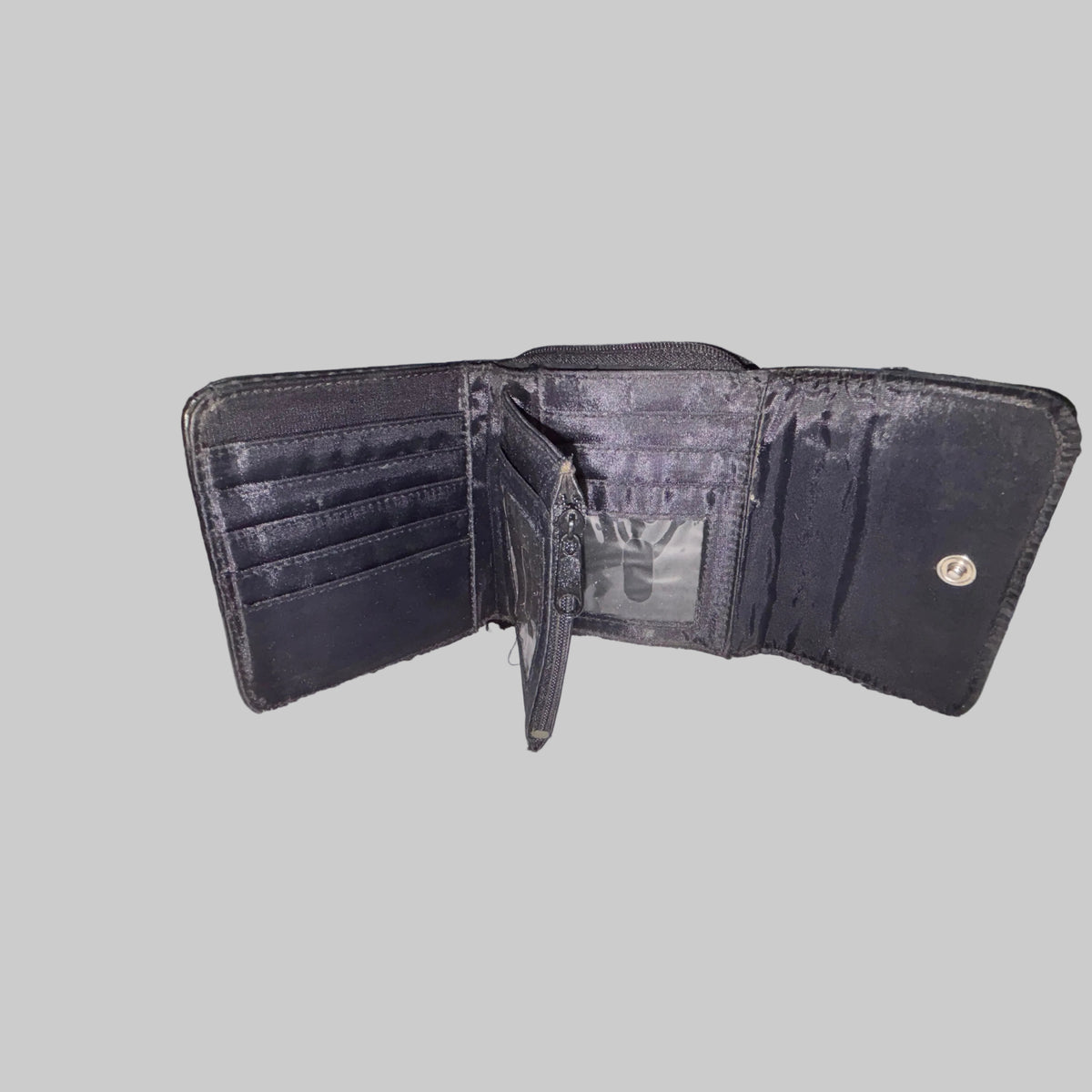 Wallet - Alternative - Punk - Goth - Black Studded - Tri-Fold - with Zip Pockets