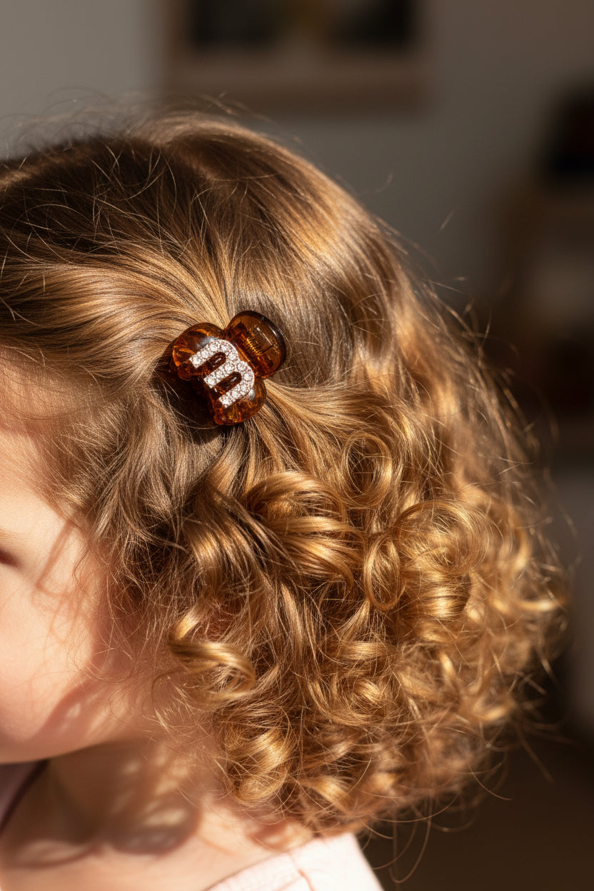 Hair Claw -  Choose Brown or Black with a Rhinestone "m" - Set of Two