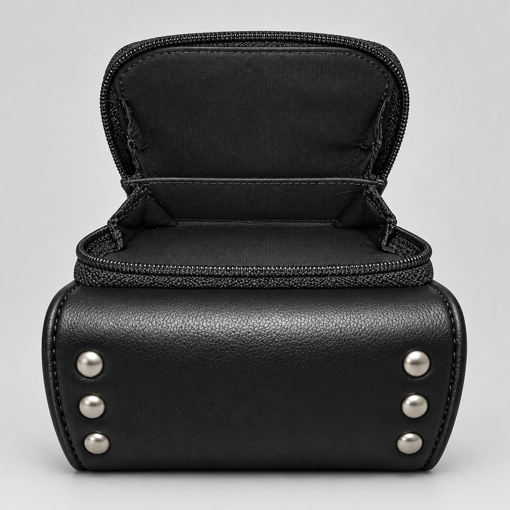 Wallet - Alternative - Punk - Goth - Black Studded - Tri-Fold - with Zip Pockets