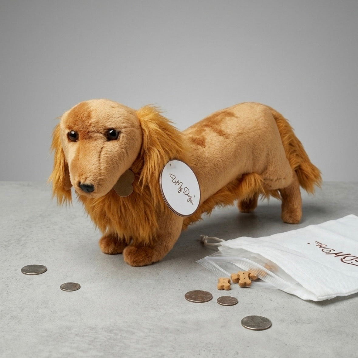 My Dog - Dachshund Brown - Premium Stuffed Dog Animal - Lifelike & Realistic