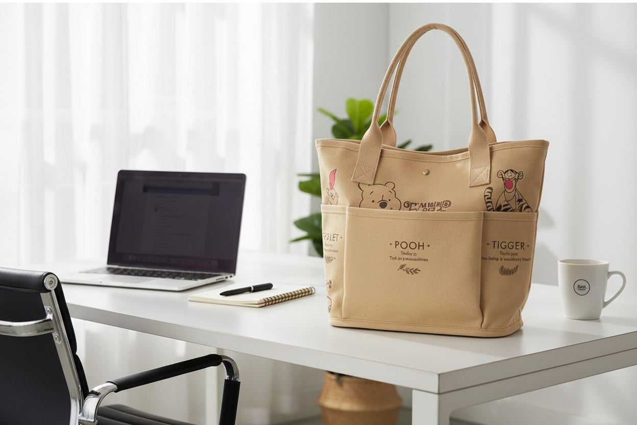 Tote Bag - Winnie The Pooh and Tigger - Multi-Pocket Canvas