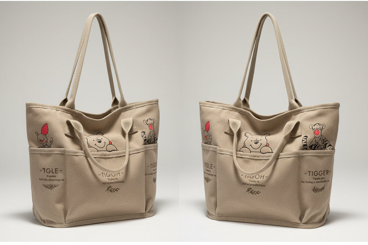 Tote Bag - Winnie The Pooh and Tigger - Multi-Pocket Canvas